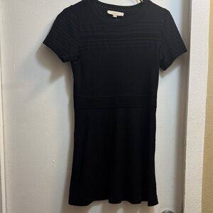 LOFT Black Short-Sleeve Knit Mini Dress
